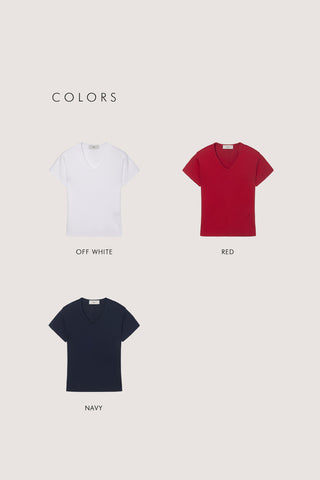 V-NECK SLIM TOP NAVY