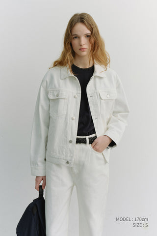 UNISEX DENIM TRUCKER JACKET IVORY