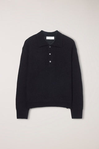 UNISEX HAIRY COLLARED SWEATER BLACK