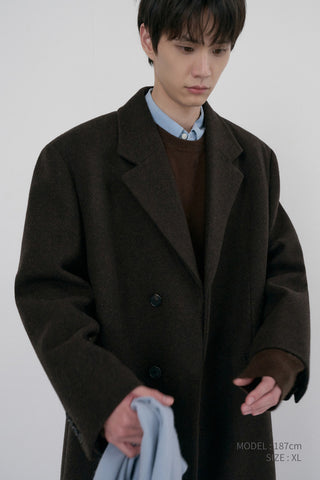 UNISEX BOXY TAILORED COAT DEEP BROWN