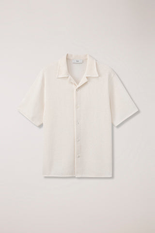 OPEN COLLARED CROCHET SHIRT CREAM