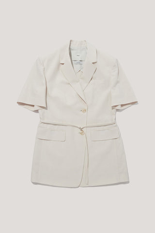 HALF SLEEVE BELTED LINEN JACKET CREAM