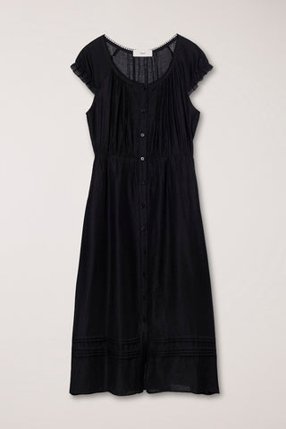 SLEEVELESS SHIRRING DRESS BLACK
