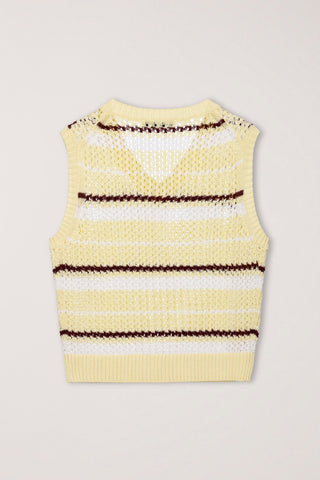 UNISEX CHUNKY STRIPED KNIT VEST BUTTER