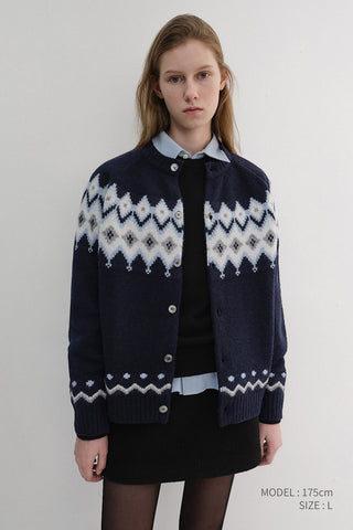 UNISEX CHUNKY PATTERN CARDIGAN NAVY