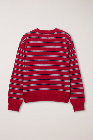UNISEX STRIPED CHUNKY SWEATER RED