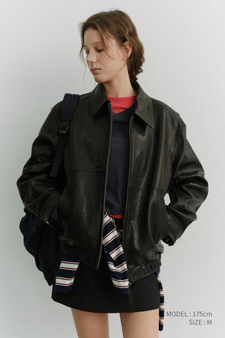 UNISEX DRIZZLER LEATHER JACKET BLACK