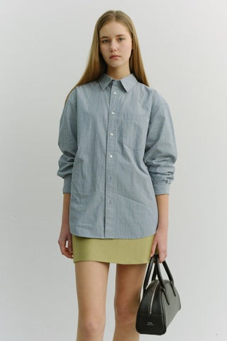 UNISEX 2-WAY OVERSIZED STRIPED SHIRT BLUE STRIPE