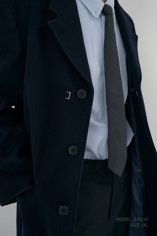 UNISEX 2-WAY 3 BUTTON CASHMERE COAT NAVY