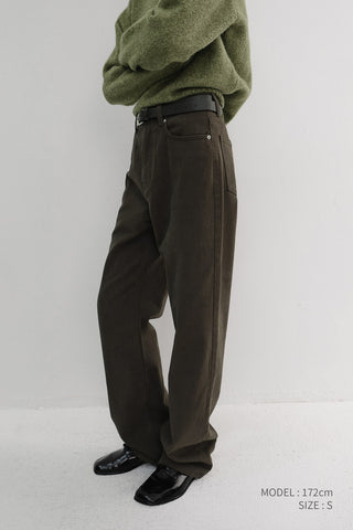 BRUSHED STRAIGHT JEANS KHAKI BROWN