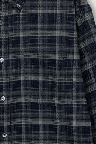 UNISEX CHECKED FLANNEL BD SHIRT NAVY GREY