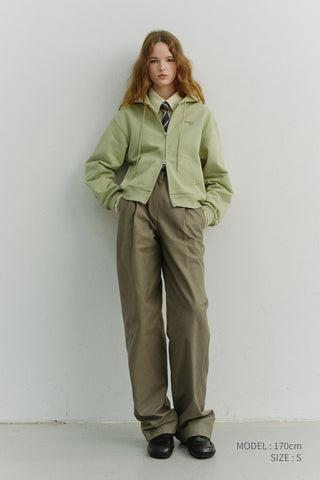 UNISEX CROPPED ZIP-UP HOODIE OLIVE