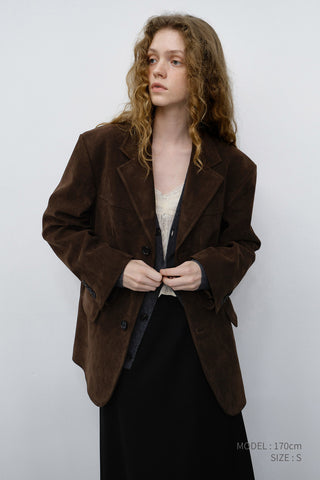 UNISEX RELAXED ALTER-SUEDE HALF JACKET BROWN