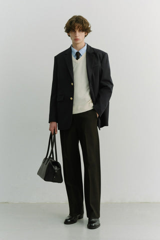 UNISEX 2 BUTTON WOOL BLAZER NAVY