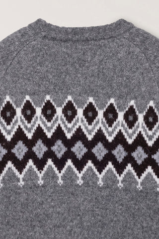 UNISEX CHUNKY PATTERN CARDIGAN MELANGE GREY