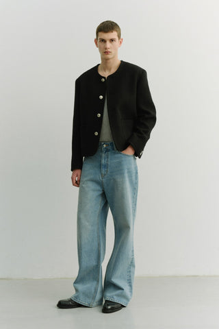 UNISEX CLASSIC BOUCLE TWEED JACKET BLACK