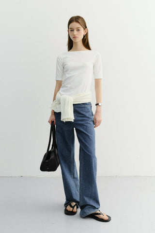 ESSENTIAL BOAT NECK T-SHIRT OFF WHITE
