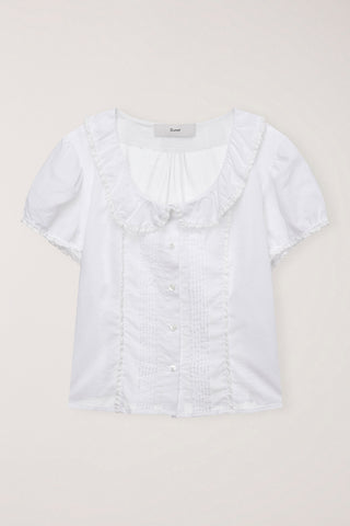 FRILL COLLARED BLOUSE WHITE