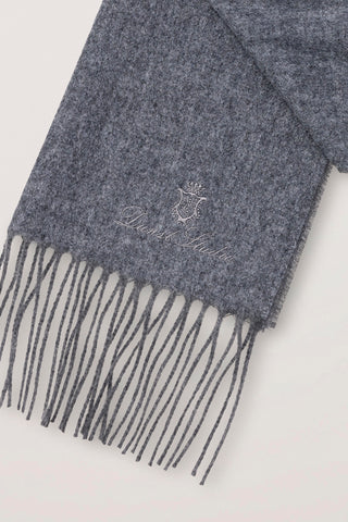 FRINGED CASHMERE MUFFLER MELANGE GREY