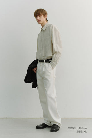 UNISEX 2-WAY OVERSIZED STRIPED SHIRT IVORY STRIPE