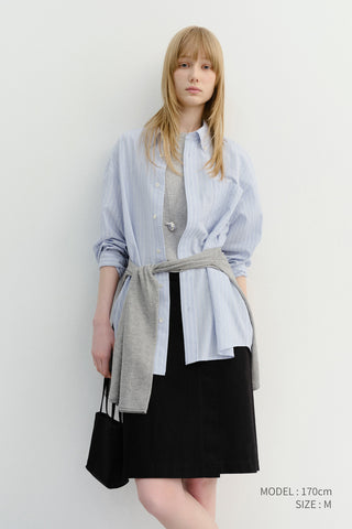 UNISEX CLASSIC STRIPED BD OVERSHIRT BLUE