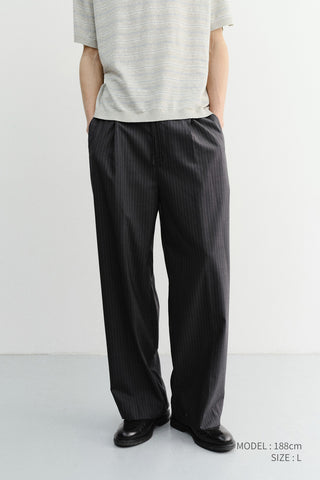 LOUNGE WOOL SLACKS GREY STRIPE