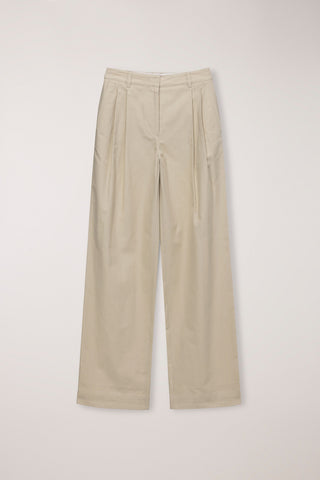 SUMMER DOUBLE PLEATED CHINO SLACKS BEIGE