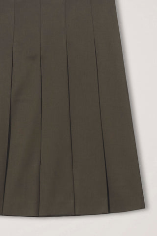 PLEATS MIDI WRAP SKIRT BROWN
