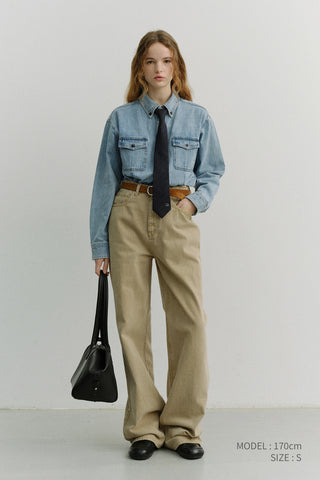 RELAXED WIDE JEANS DYED SAND BEIGE