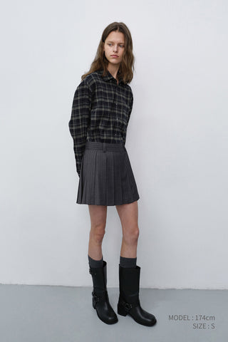 PLEATS MINI STRIPED SKIRT GREY STRIPE