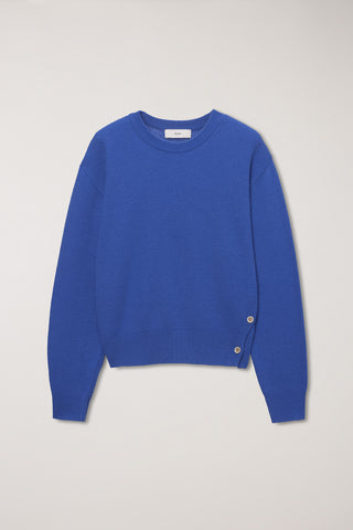 UNISEX BUTTONED CREWNECK SWEATER BLUE
