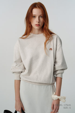 UNISEX DUNST LOGO CREASE SWEATSHIRT OATMEAL MELANGE