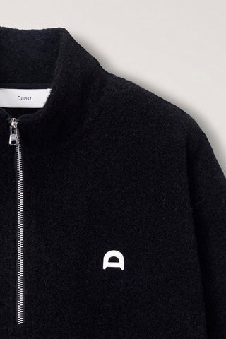 UNISEX HALF ZIP-UP FLEECE SWEATSHIRT BLACK