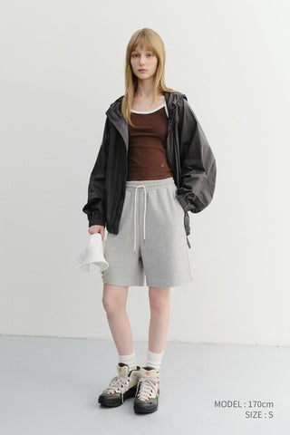UNISEX LOGO SWEAT SHORTS MELANGE GREY