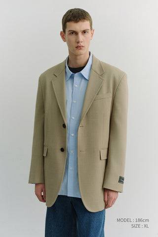UNISEX OVERSIZED WOOL BLAZER CAMEL BEIGE