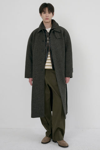 UNISEX RELAXED BALMACAAN COAT BROWN TWEED