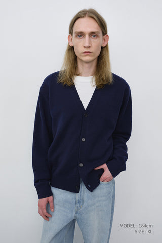 UNISEX V-NECK CARDIGAN BLUE NAVY