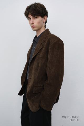 UNISEX RELAXED ALTER-SUEDE HALF JACKET BROWN
