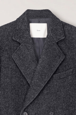 UNISEX LOOSE DOUBLE-BREASTED COAT CHARCOAL MELANGE