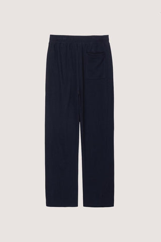 UNISEX LEATHER LOGO WIDE SWEAT PANTS FRENCH NAVY