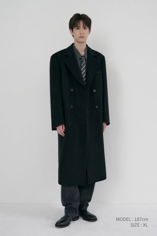 UNISEX LOOSE DOUBLE-BREASTED COAT BLACK