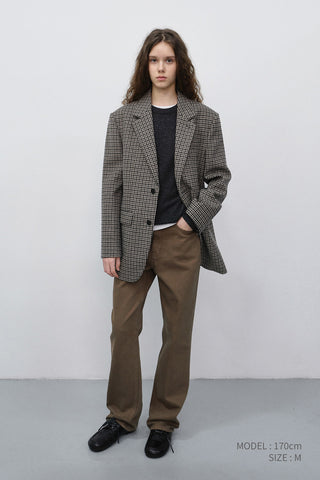 UNISEX CLASSIC 2 BUTTON WOOL BLAZER BEIGE CHECK