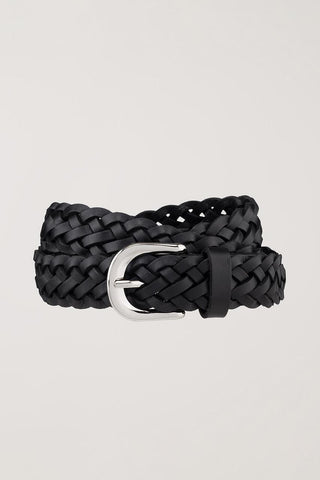 D-BUCKLE TWIST LEATHER BELT BLACK