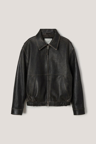 UNISEX DRIZZLER LEATHER JACKET BRUSHED BLACK