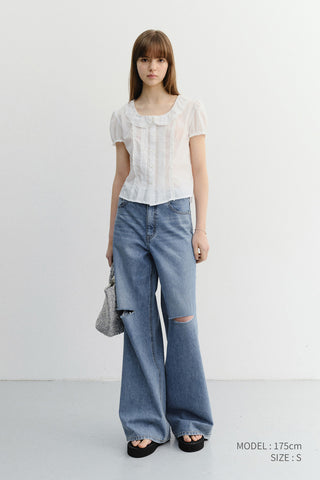 FRILL COLLARED BLOUSE WHITE