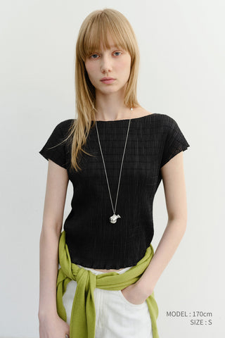 PLEATS BLOUSE BLACK