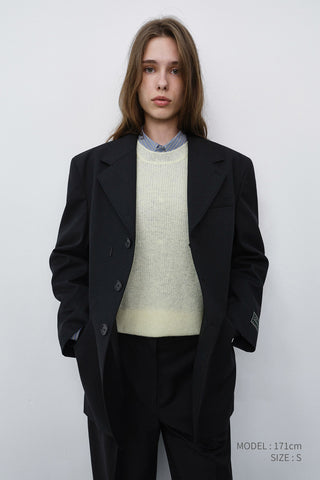 UNISEX REFINED MASCULINE WOOL BLAZER BLACK