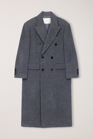UNISEX TAILORED DOUBLE-BREASTED CASHMERE COAT MELANGE GREY