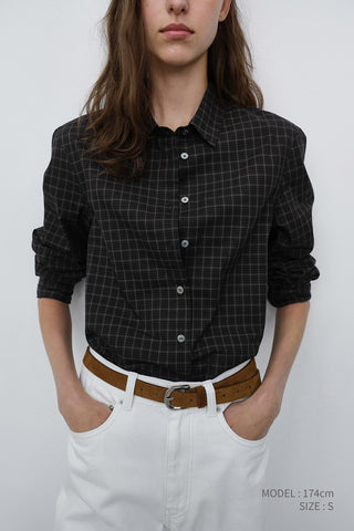 ESSENTIAL SLIM CHECKED SHIRT BLACK