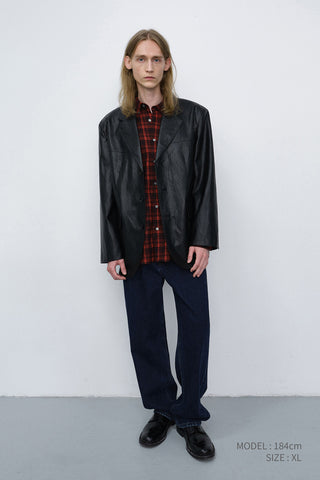 UNISEX CHECKED FLANNEL BD SHIRT RED